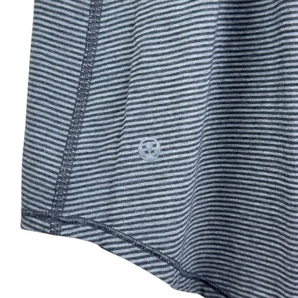 Lululemon Breezy Gray Stripe Thin Strap Open Back Lightweight Athletic Tank Top - Picture 9 of 9